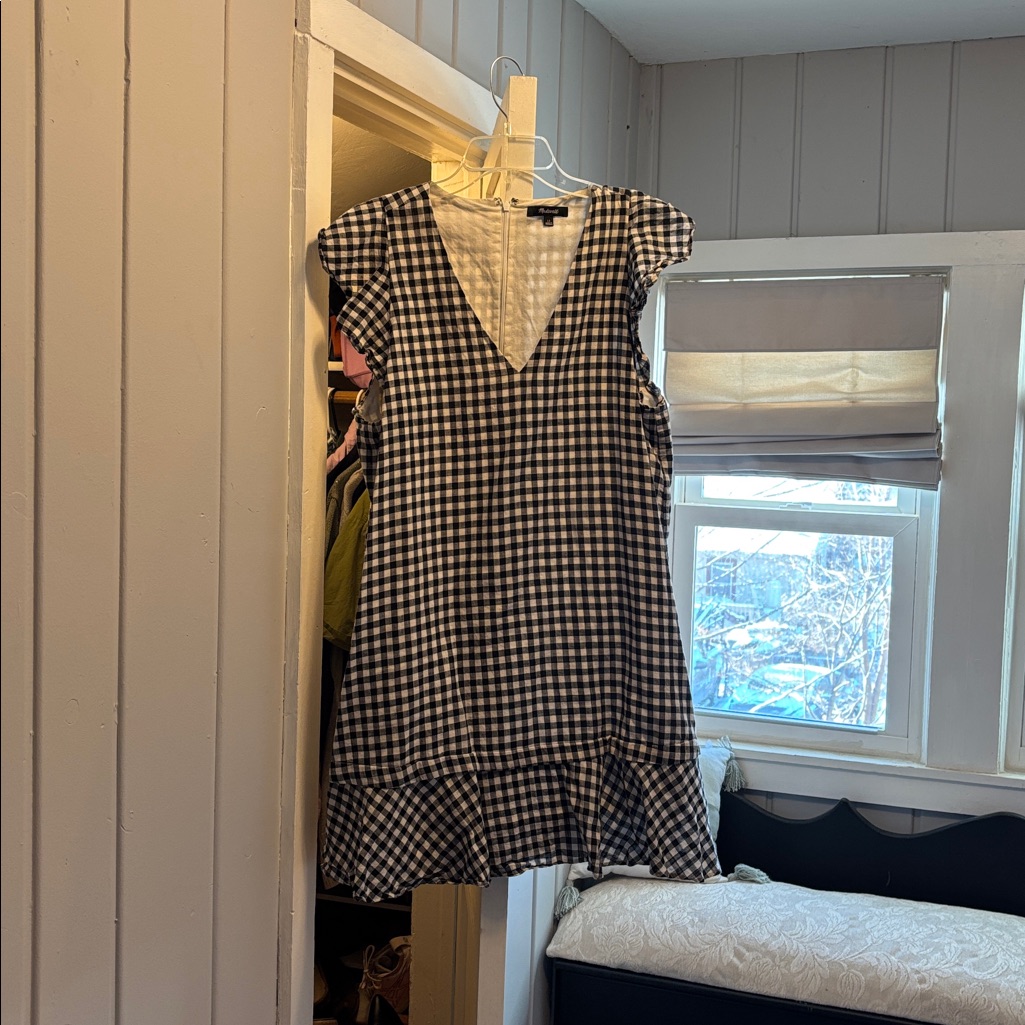 Madewell Black And White Gingham Dress